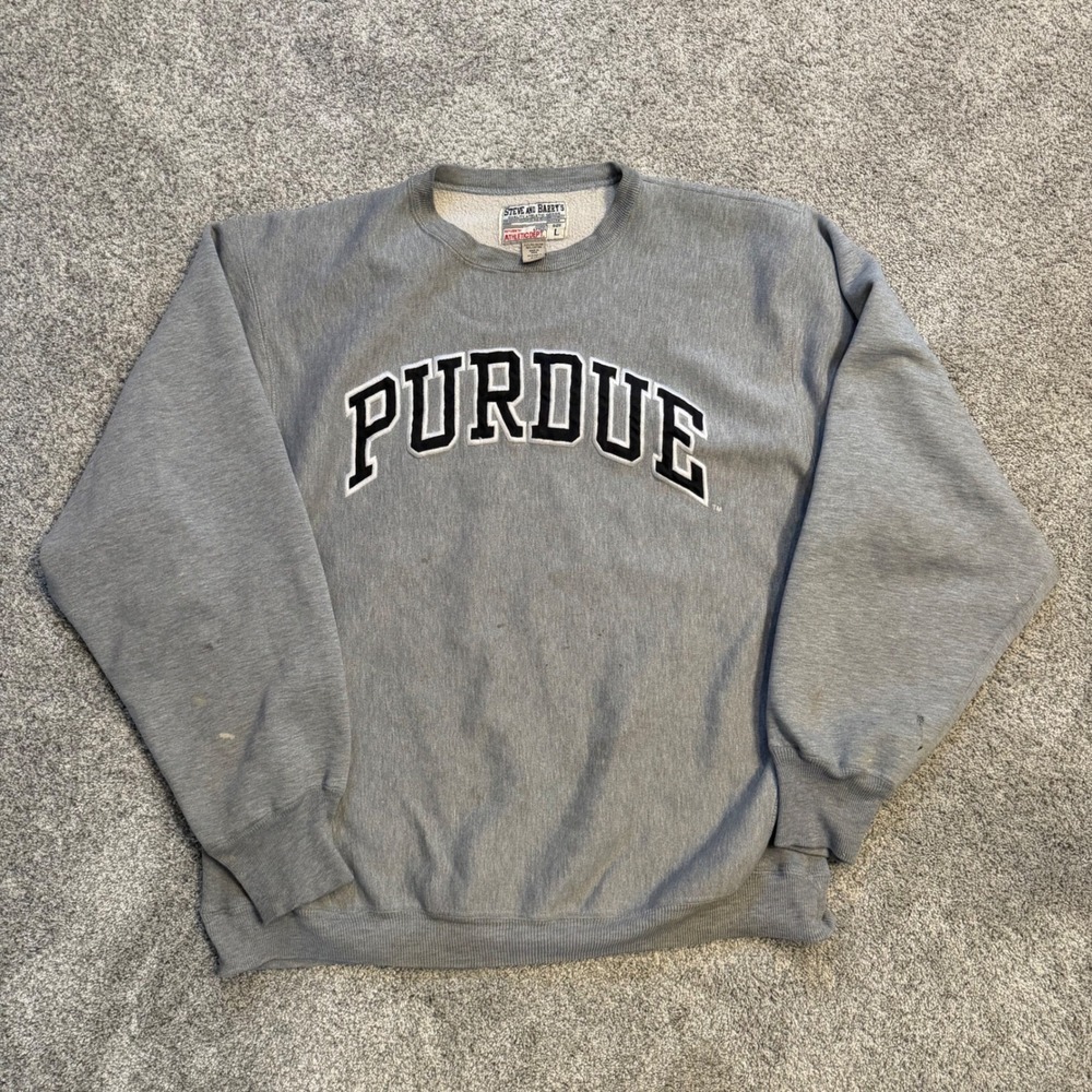 Vintage Steve and Barrys Purdue University Crewneck Sweatshirt Gray Mens Large